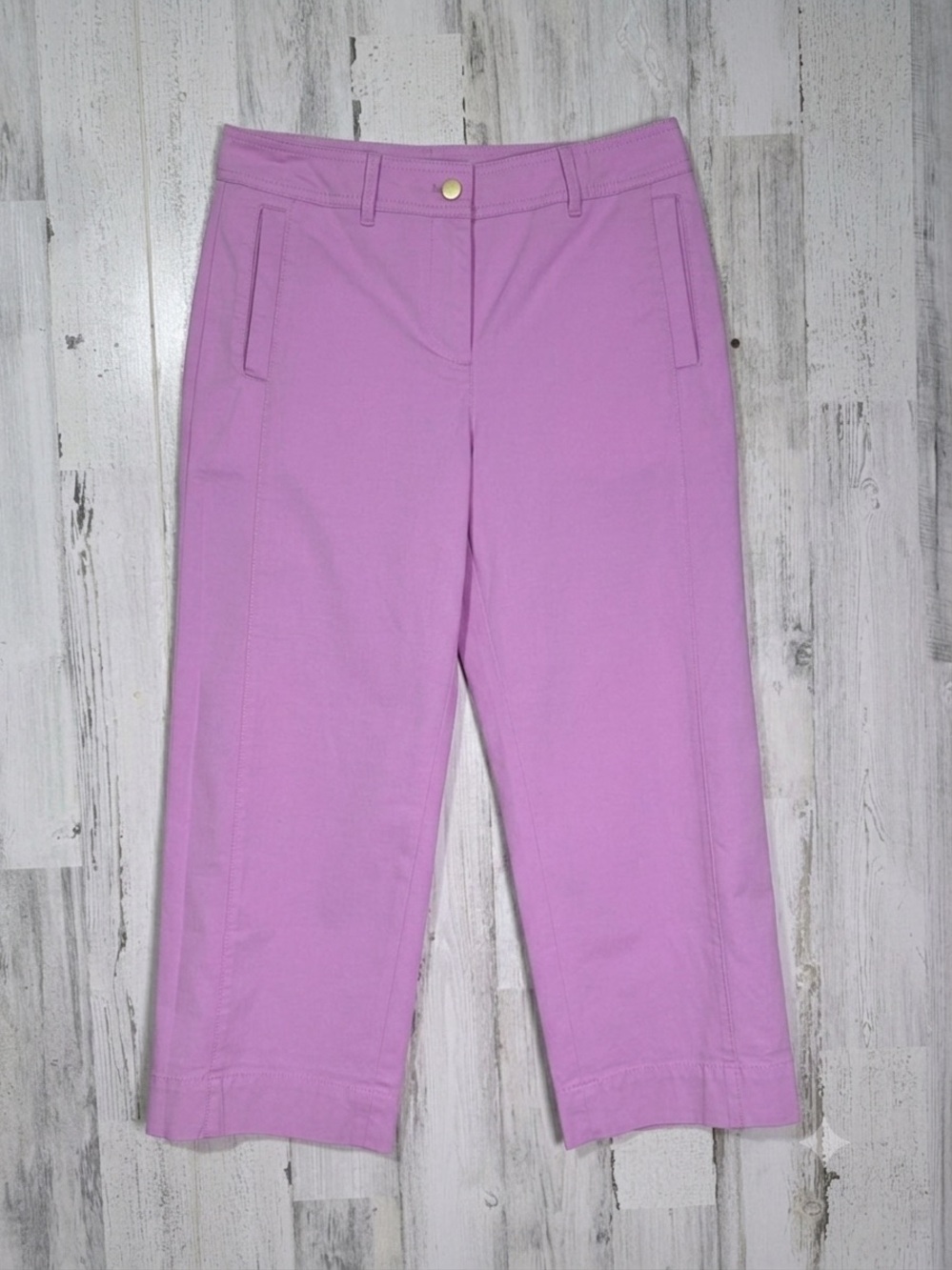 Talbots Women's Petite Cropped Pants Pink Cotton Blend Slim Leg Size 4P